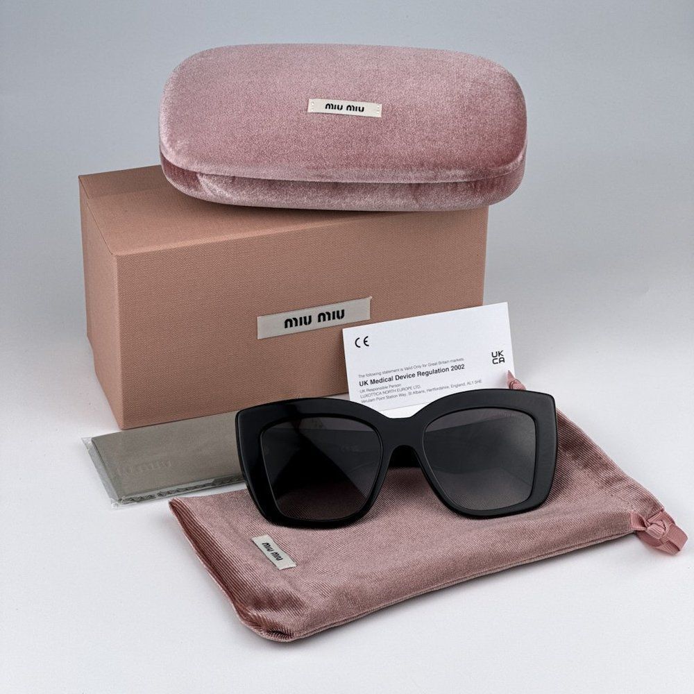NEW Miu Miu MU04WS 06U5D1 Grey Opal Grey Gradient Women Sunglasses MU 04WS - Picture 1 of 11